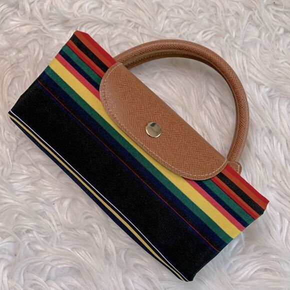 PACKABLE large stripe tote duffel zip top & flap snap closure inside slip pocket - Picture 1 of 10